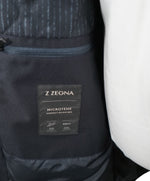 ERMENEGILDO - Z ZEGNA - Thermal Insulated Top Rain Coat Blue Twill W Logo - M