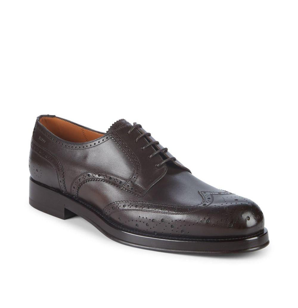 BALLY - “NORSK” Detailed Brogue Engraved Logo Wingtip Oxfords - 9.5