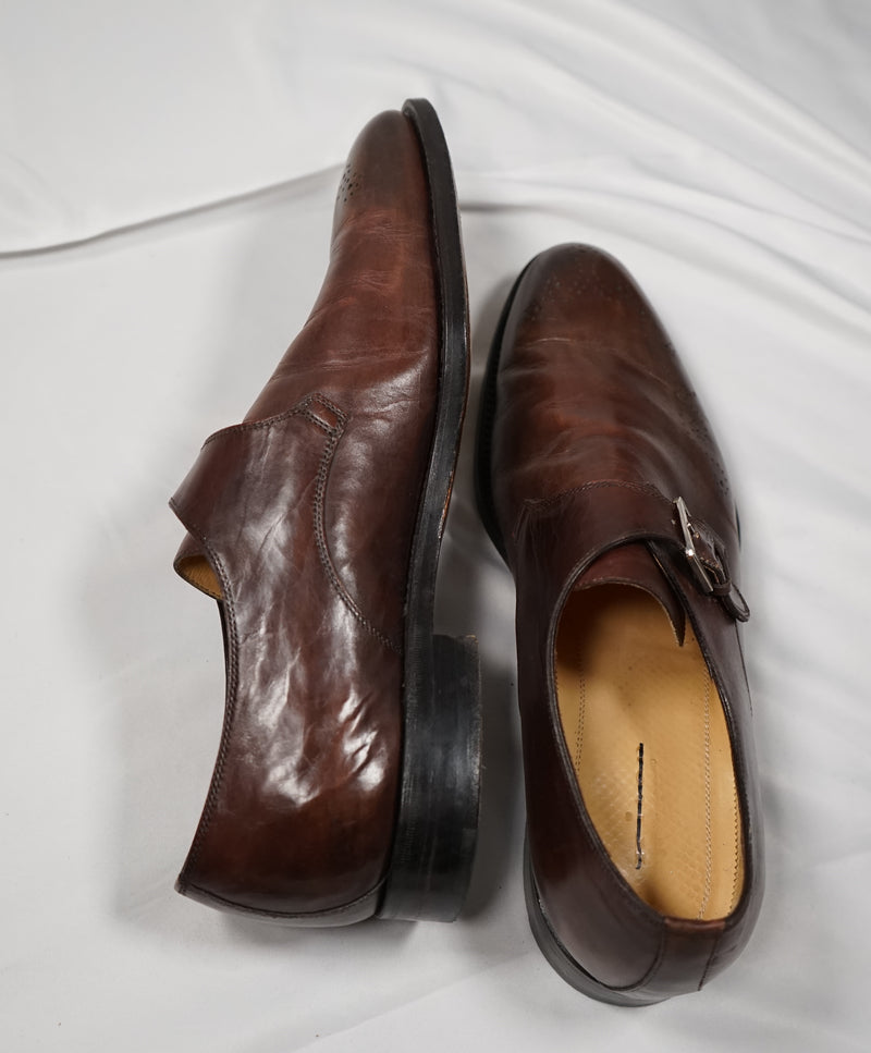 $995 KITON - Brown Brogue Single Monk Strap Loafers RARE!! - 10.5US 2017!