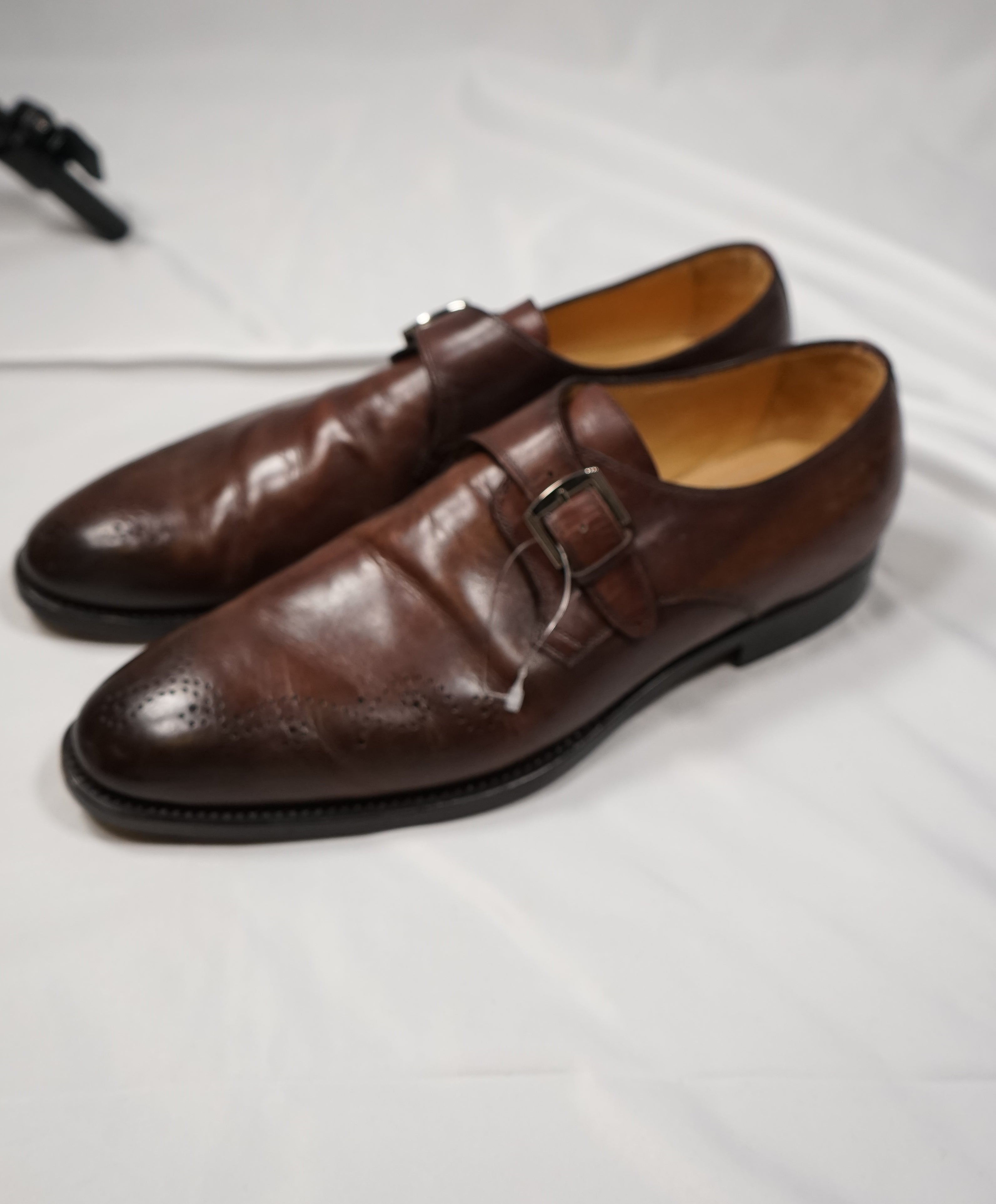 $995 KITON - Brown Brogue Single Monk Strap Loafers RARE!! - 10.5US 2017!