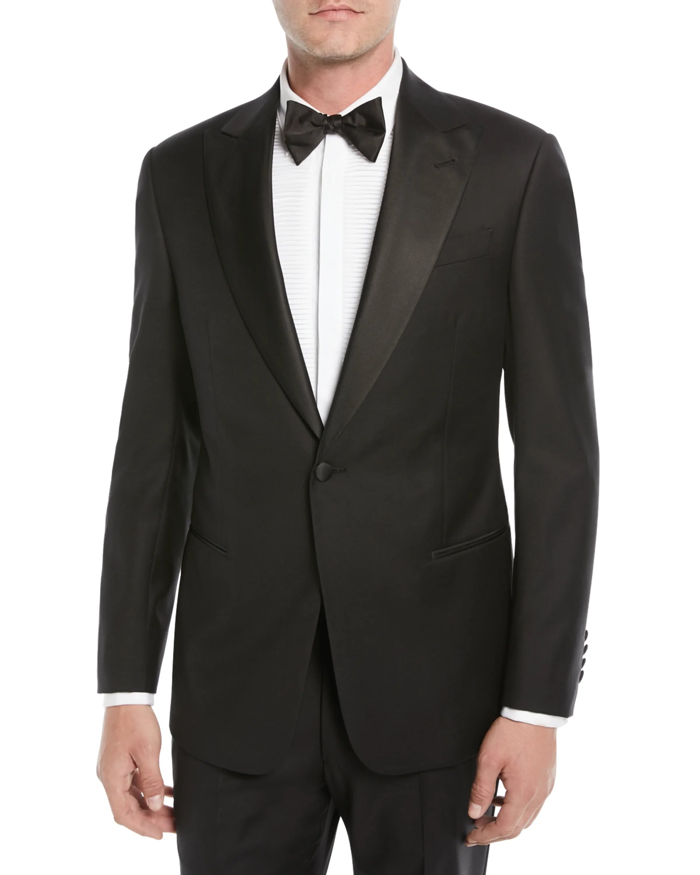 $1,995 EMPORIO ARMANI - “G LINE” 1-Btn Peak 130's Lapel Tuxedo Suit - 40S
